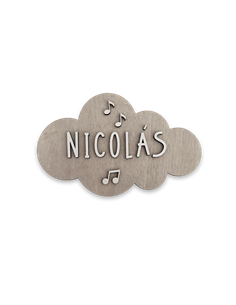 Placa Nube en Madera